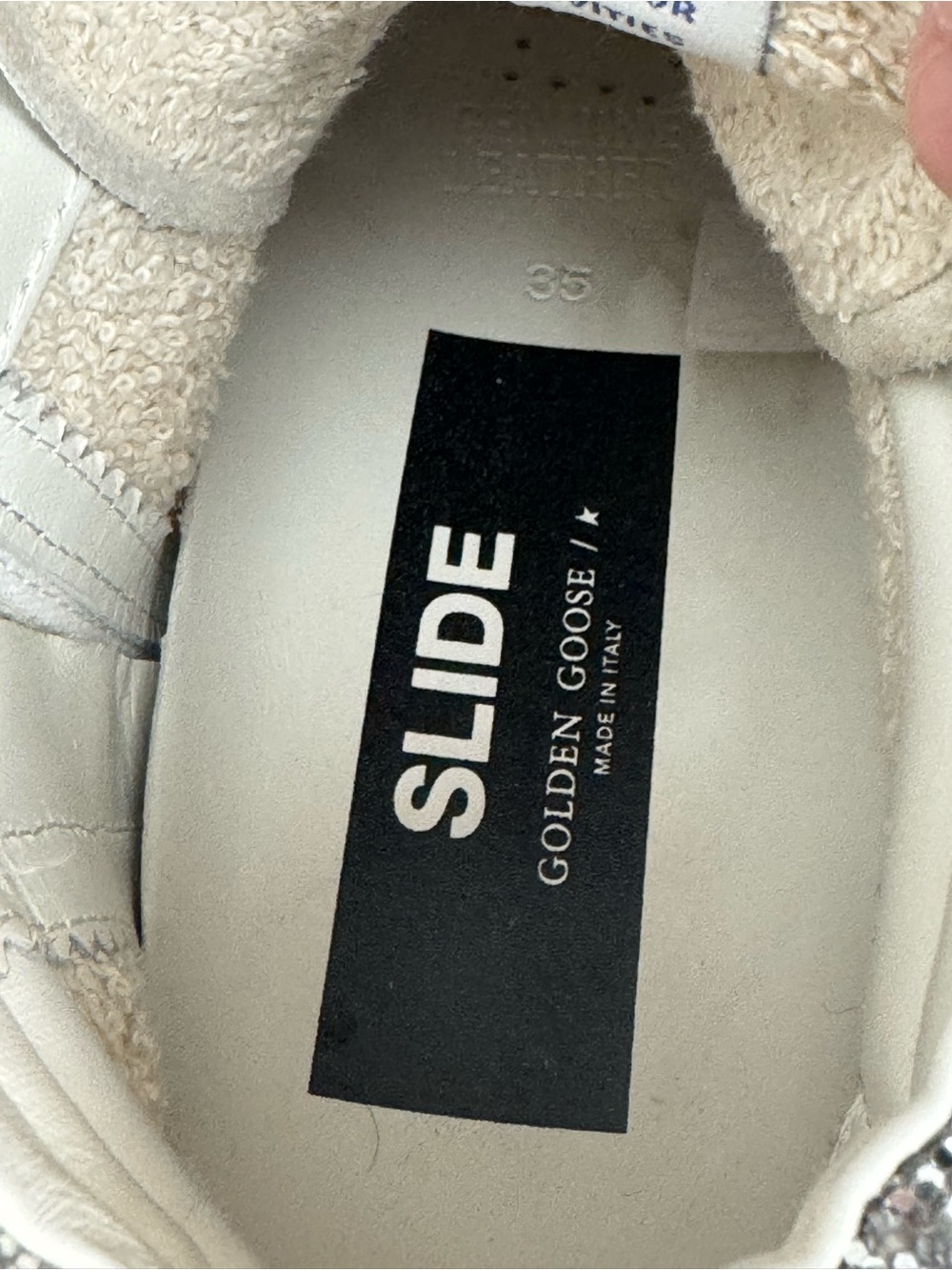 EUC Golden Goose Slide High-Top Sneakers with Silver Glitter Accents Black Star - Picture 12 of 13